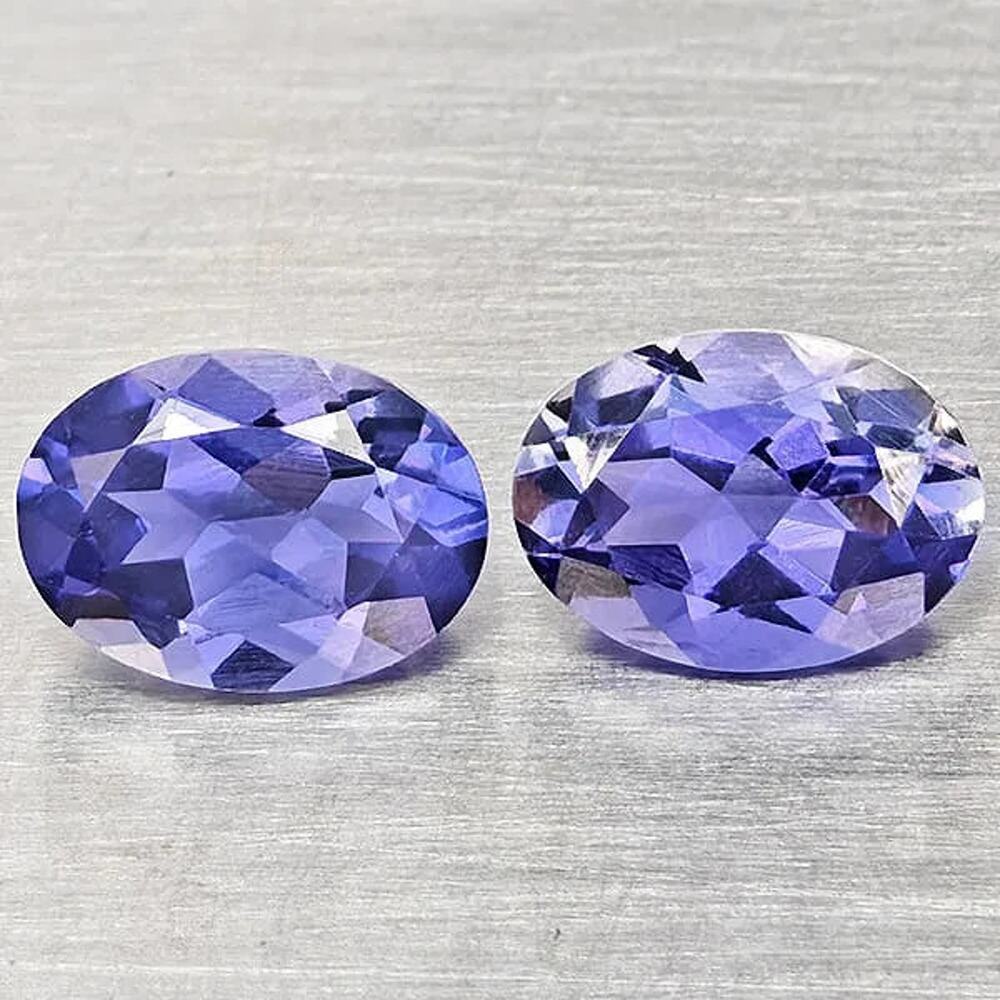 Natural Violet Blue Iolite 1.18ct Pair Oval 7x5 mm